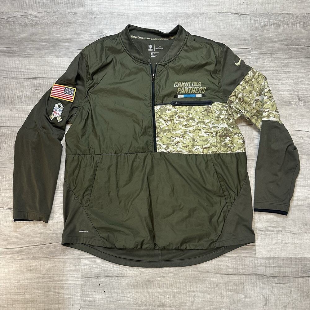 Nike Shield Carolina Panthers On Field Salute Military Service Size 2XL Half Zip